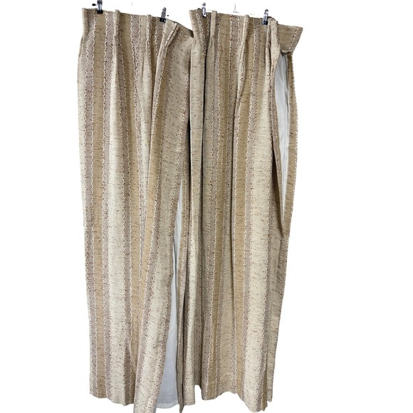 Vintage JCPenney‎ Pinch Pleat Drapes Curtains Pair Lined Textured Stripe USA